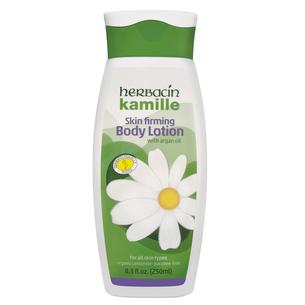 Herbacin Kamille Skin Firming Body Lotion With Rich Argan Nut Oil For Women, 8.3 Ounce