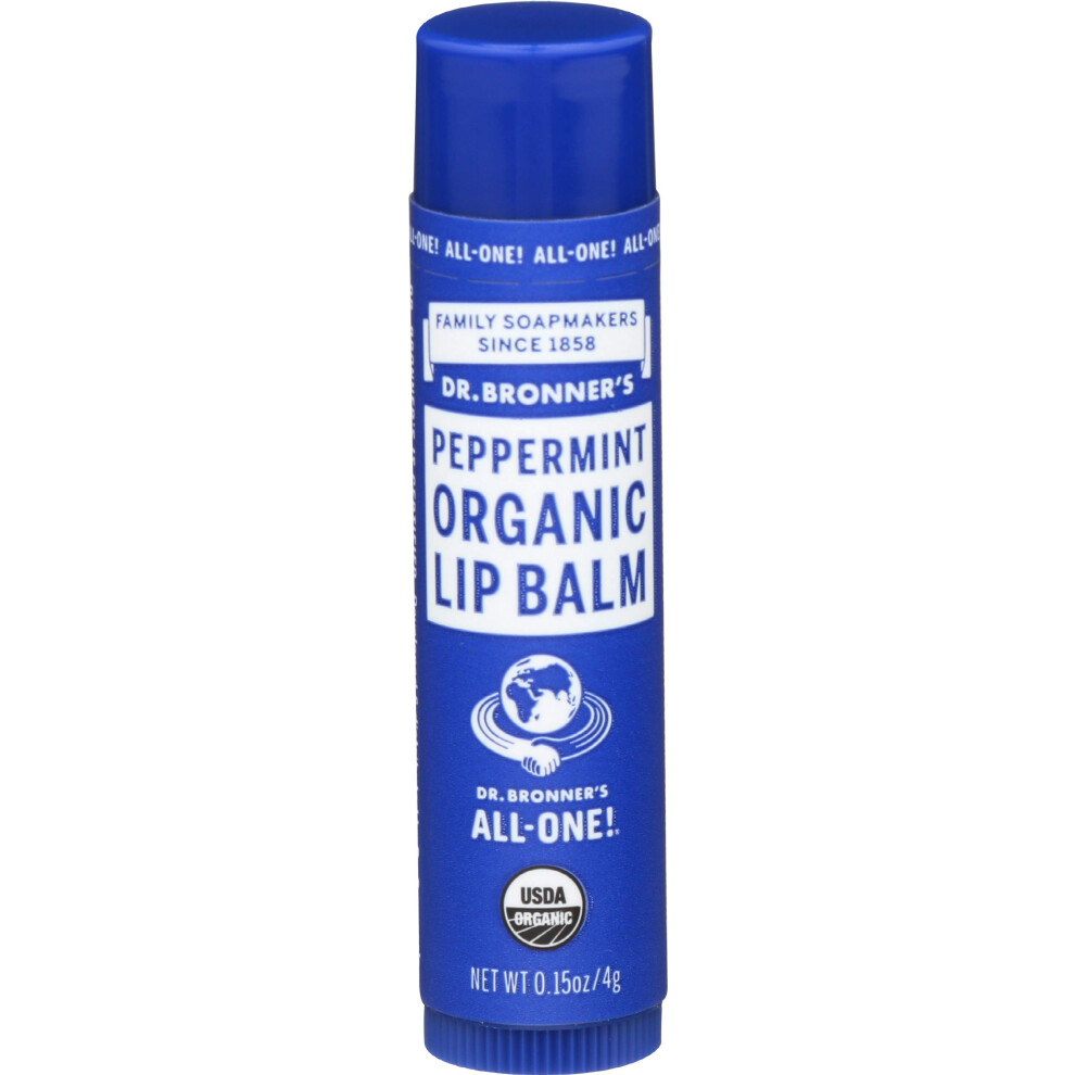 Dr. Bronner's Organic Lip Balm Peppermint 0.15 oz