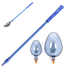 55 - 95cm Telescopic Aluminum Baiting Throwing Stick Handle with 2 Baiting Spoons Bait Throwers