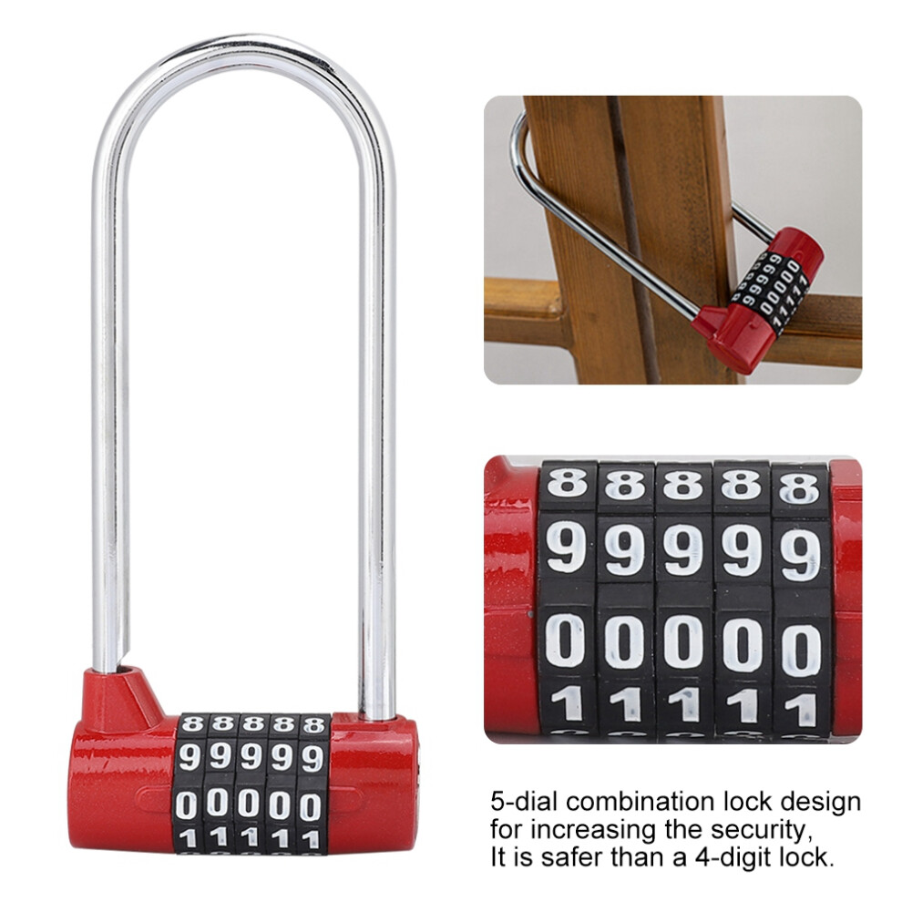 Zinc Alloy U Shape Combination Digit Password Code Lock Extra Long Cabinet Door Padlock 9301325631254