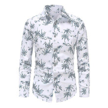 (L, style1) Men's Floral Slim Long Sleeve Shirt