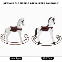 Handmade Wooden Rocking Horse Carved Painted Kids Toy Gift Table Decoration (White)