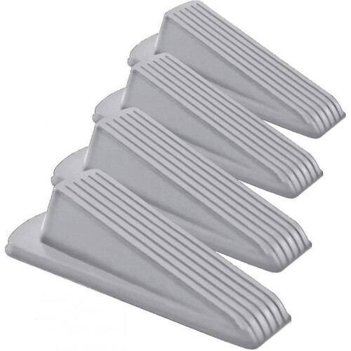 (4 Pack, Gray) Classic Rubber Door Stopper Wedge , Multi Floor Door Stop (4 Pack)