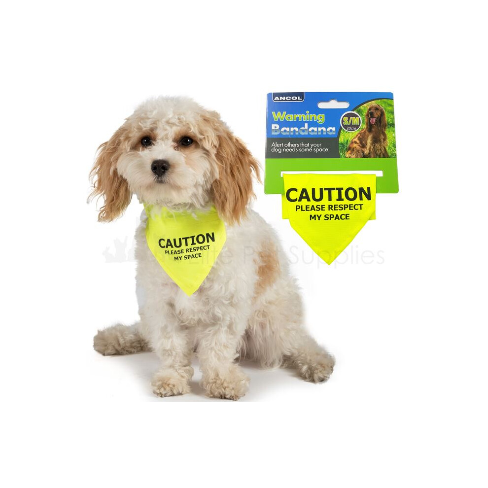 Ancol Warning Bandana Respect My Space Small/Medium 10Cm Yellow
