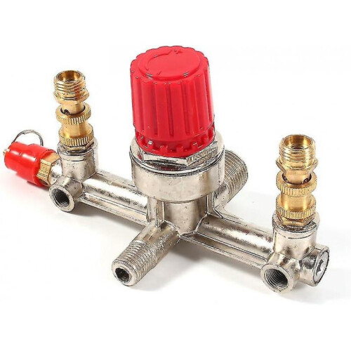 Air Compressor Accessory, Alloy Double Outlet Tube Air Compressor, Pressure Regulating Valve Accessories with Small Air Compressor Bracket 1