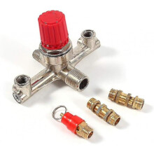 Air Compressor Accessory, Alloy Double Outlet Tube Air Compressor, Pressure Regulating Valve Accessories with Small Air Compressor Bracket