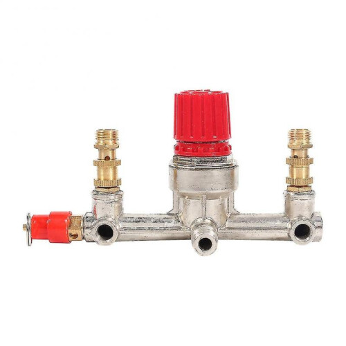 Air Compressor Accessory, Alloy Double Outlet Tube Air Compressor, Pressure Regulating Valve Accessories with Small Air Compressor Bracket 2
