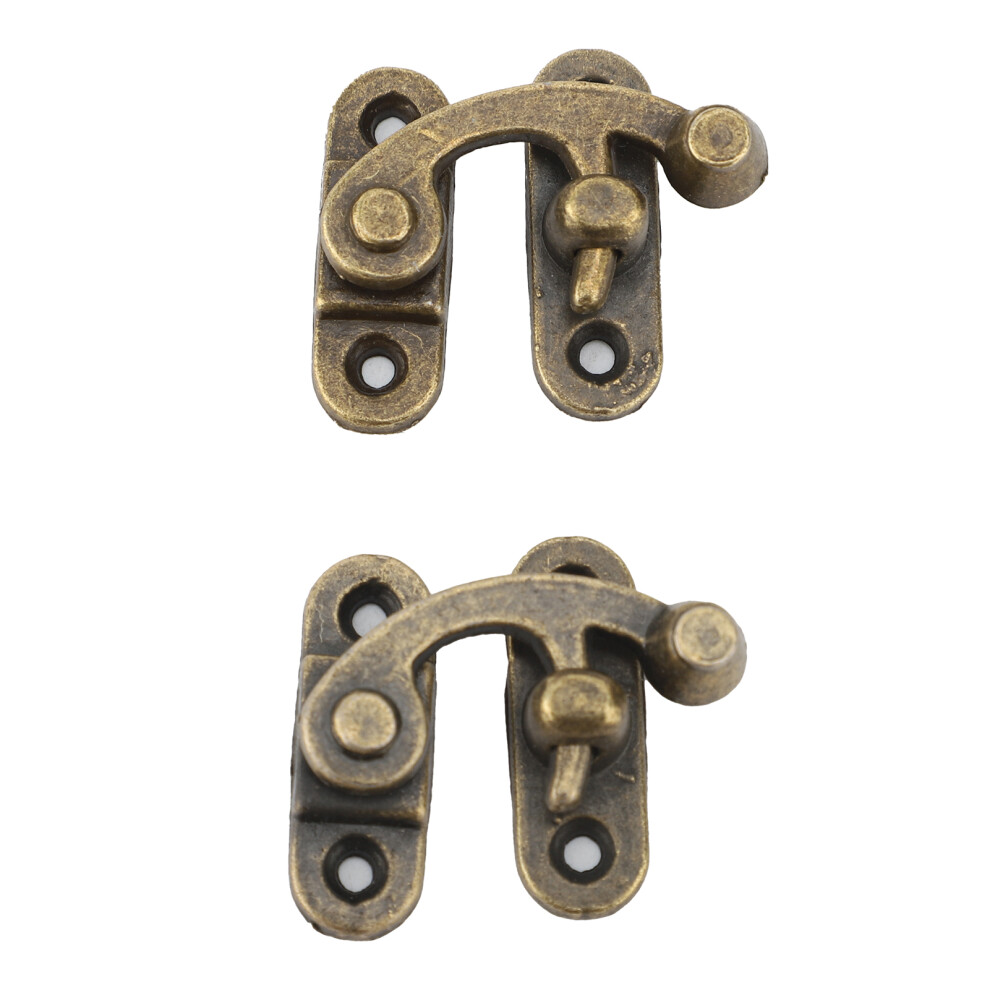 6 Set Swing Arm Clasp Latch Bronze Mini Vintage Antique Lock Clasp Left Right Hook Hasp Horn Metal Catch Curved Buckle 4931325685947