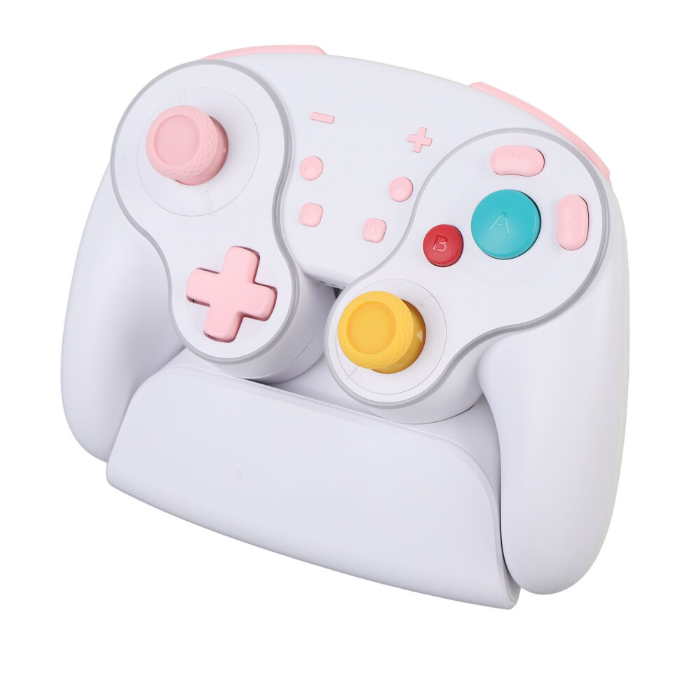 Wireless Bluetooth Controller Six Axis Gyro One Key Turbo Rgb Mechanical Pc Video Game Controller With Wireless Charging Dock For Switch Wh White 6951325686506