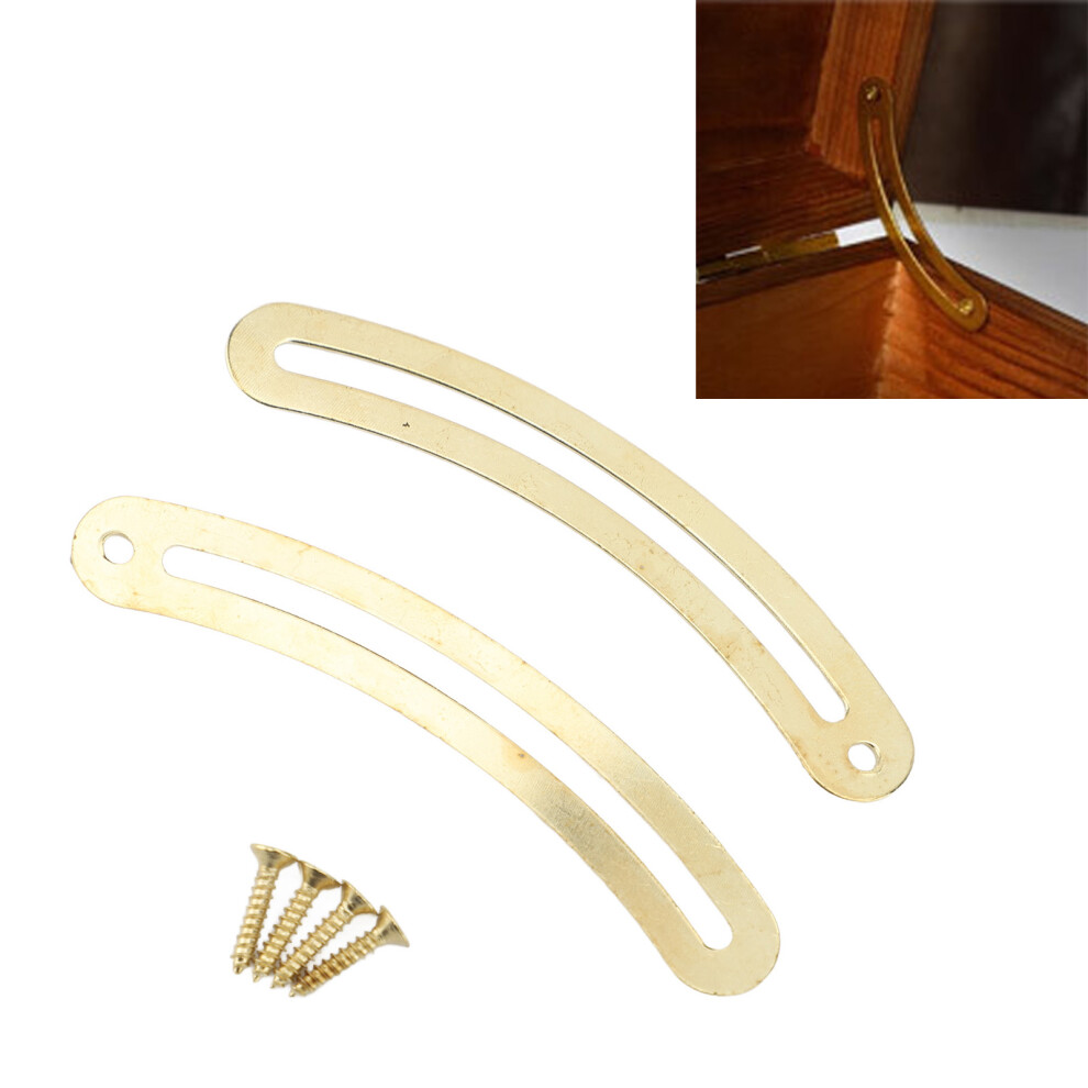 100Pcs Lid Support Hinge Kit Soft Close Recurved Stay For Wooden Box Home Furniture Cabinet Jewelry Case 6.7X1cm Yellow 8411325693785