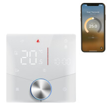 Wireless Matter Thermostat for House Water/Gas Boiler Heating with APP and Voice Assistant Control Colorful LED Digital Touch Screen Adjust