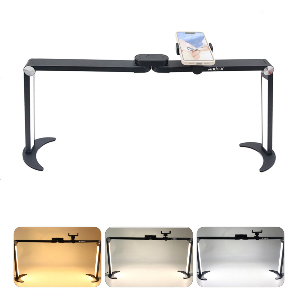 Andoer Hd-M21x Foldable Desktop Fill For Nail Desk Lamp 35W 10-Level Brightness 3200K-5600K With Phone Holder Led Fill For Eyel Light 3311325696517