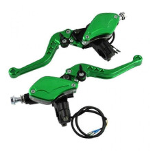 (Green) Pair of Dual Hydraulic Brake Pump Master Levers for Motorcycle - 22mm Fit for 50cc to 300cc Models