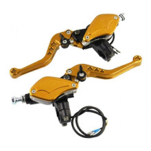 (Golden) Pair of Dual Hydraulic Brake Pump Master Levers for Motorcycle - 22mm Fit for 50cc to 300cc Models