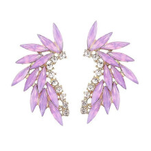 (opal purple) Trendy Women's Stud Earrings with Colorful Wing Designs - LUBOV Acrylic & Crystal Drop Earrings in 3 Stylish Options