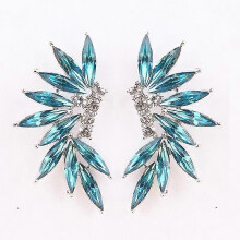 (Purple) Trendy Women's Stud Earrings with Colorful Wing Designs - LUBOV Acrylic & Crystal Drop Earrings in 3 Stylish Options