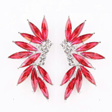 (Steel color) Trendy Women's Stud Earrings with Colorful Wing Designs - LUBOV Acrylic & Crystal Drop Earrings in 3 Stylish Options