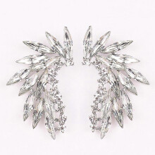 (Platinum Plated) Trendy Women's Stud Earrings with Colorful Wing Designs - LUBOV Acrylic & Crystal Drop Earrings in 3 Stylish Options