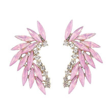 (opal pink) Trendy Women's Stud Earrings with Colorful Wing Designs - LUBOV Acrylic & Crystal Drop Earrings in 3 Stylish Options