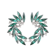 (Green) Trendy Women's Stud Earrings with Colorful Wing Designs - LUBOV Acrylic & Crystal Drop Earrings in 3 Stylish Options