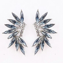 (Red) Trendy Women's Stud Earrings with Colorful Wing Designs - LUBOV Acrylic & Crystal Drop Earrings in 3 Stylish Options