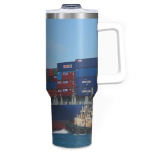 (Container Cargo Ship _4001) 40 oz Tumbler with Handle Stainless Steel Insulated Cup Leak Proof Travel Coffee Mug Keep Drinks Cold Hot Print Gifts for Men Women Girl Boy