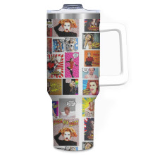(Kylie Minogue.....Even MORE POW Wow K35_6781) 40 oz Tumbler with Handle Stainless Steel Insulated Cup Leak Proof Travel Coffee Mug Keep Drinks Cold Hot Print Gifts for Men Women Girl Boy