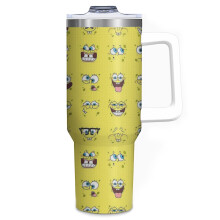 (Spongebob_23090) 40 oz Tumbler with Handle Stainless Steel Insulated Cup Leak Proof Travel Coffee Mug Keep Drinks Cold Hot Print Gifts for Men Women Girl Boy