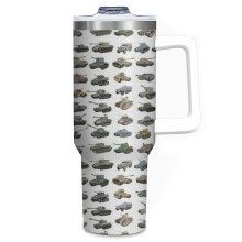 (Various WW2 Tanks_3979) 40 oz Tumbler with Handle Stainless Steel Insulated Cup Leak Proof Travel Coffee Mug Keep Drinks Cold Hot Print Gifts for Men Women Girl Boy