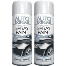 2 x 250ml White Primer Spray Paint Aerosol Car Van Bike Restore Metal