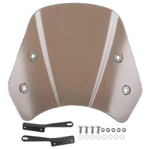 (Tea) Universal Motorcycle Windshield Deflector Screen with Mounting Bracket - Adjustable 5-7 Inch Shield for Retro Motorbike Protection