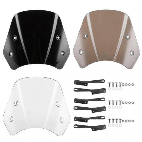 (Tea) Universal Motorcycle Windshield Deflector Screen with Mounting Bracket - Adjustable 5-7 Inch Shield for Retro Motorbike Protection 1