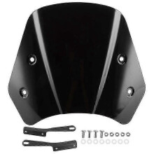 (Black) Universal Motorcycle Windshield Deflector Screen with Mounting Bracket - Adjustable 5-7 Inch Shield for Retro Motorbike Protection