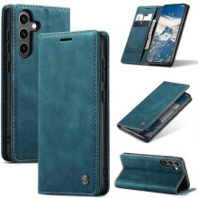 (Blue) Case for Compatible Brand Galaxy S25+ Card Holder Stand Leather Phone Cover - Black