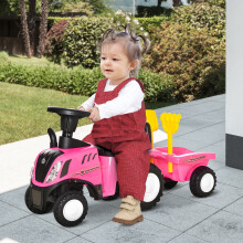 HOMCOM Ride On Tractor Toddler Walker Foot To Floor Slider 12-36 Months Pink