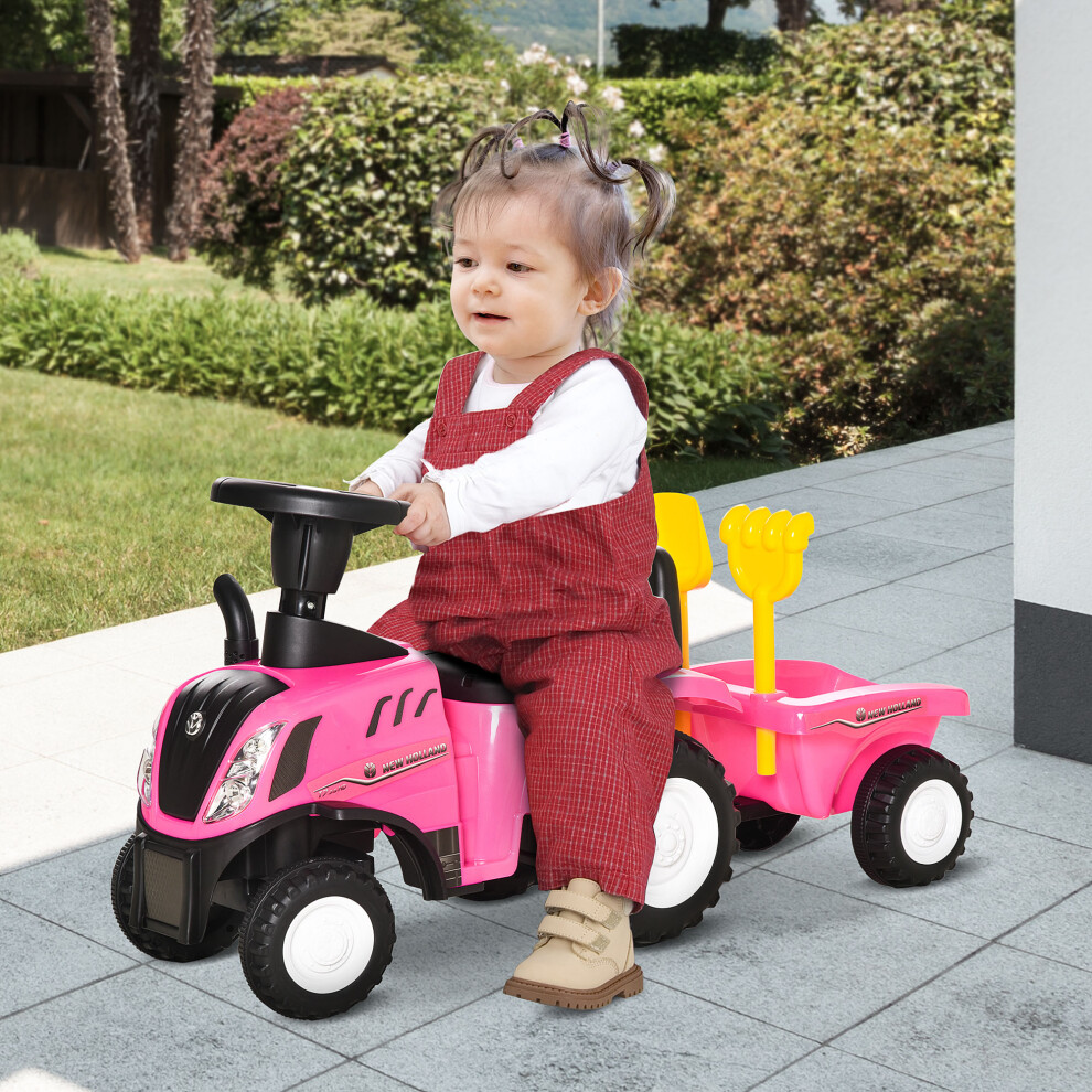 Homcom Ride On Tractor Toddler Walker Foot To Floor Slider 12-36 Months Pink