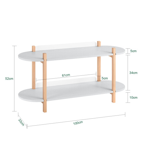 SoBuy Κονσόλα Γκρι 2 Ράφια 100x33x52 cm 2