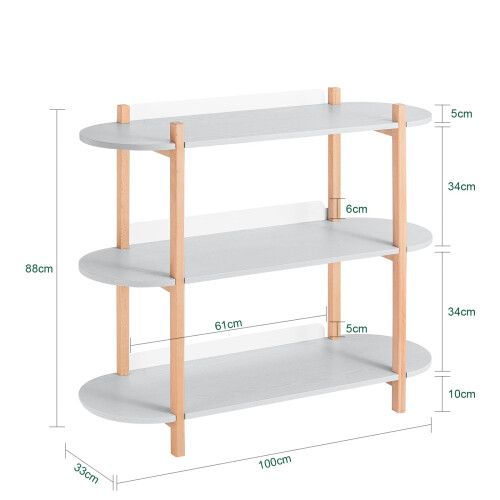 SoBuy Κονσόλα 3 Ραφιών Γκρι 100x33x88 cm 2