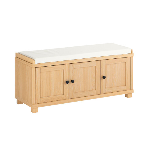 SoBuy Πάγκος Εισόδου 3 Πόρτες Φυσικό Ξύλο 104x35x47cm