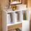 SoBuy Βιβλιοθήκη STR11-WN Λευκό-Φυσικό 72x30x110 εκ. με Συρτάρια 3