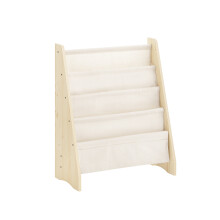 SoBuy 4-Tier Kids Bookshelf with Fabric Pockets, Natural