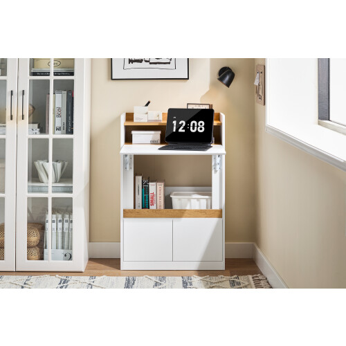 SoBuy Bureau Pliant avec Rangements Blanc Naturel 1