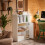 SoBuy Βιβλιοθήκη STR11-WN Λευκό-Φυσικό 72x30x110 εκ. με Συρτάρια 6
