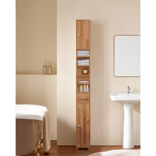 SoBuy ντουλάπι μπάνιου ξύλινο 20x180x20cm με συρτάρι 1