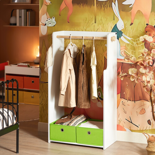 SoBuy Armadio Bambini con Appendiabiti e 2 Scatole 1
