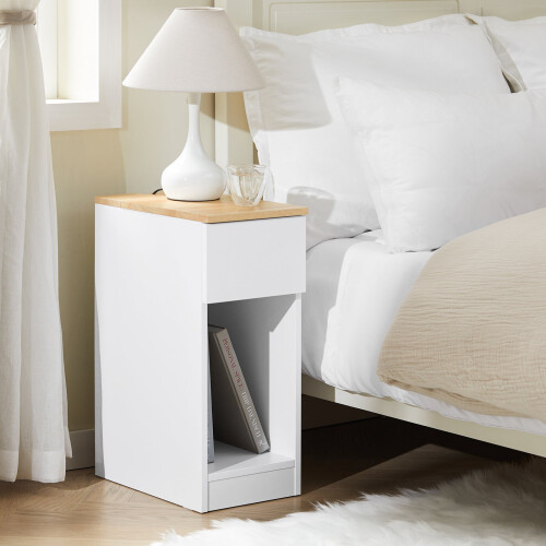 SoBuy White Bedside Table with Drawer & Cable Holes 1