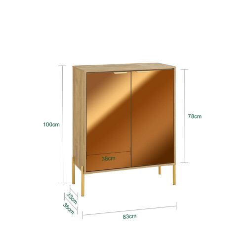 SoBuy Ντουλάπι FSB96-G 2 Πόρτες Γυαλί Χρυσό 83x38x100cm 2