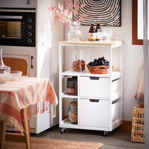 SoBuy Carrello Cucina con 2 Cassetti e 3 Ripiani 1