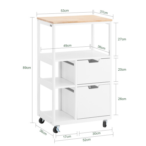 SoBuy Carrello Cucina con 2 Cassetti e 3 Ripiani 2