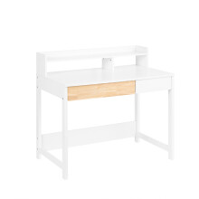 SoBuy Escritorio de Oficina con 2 Cajones y Estante, Marrón 100x59x95 cm